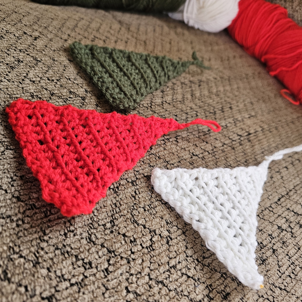 Handcrafted Red, Green, and White Crochet Holiday Ornaments